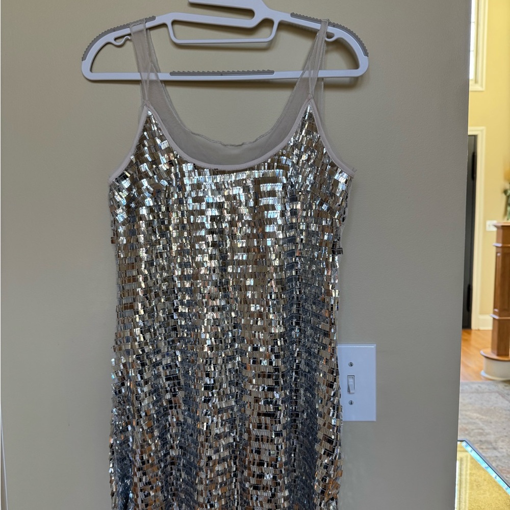 Free People Silver Sequin Mini Dress